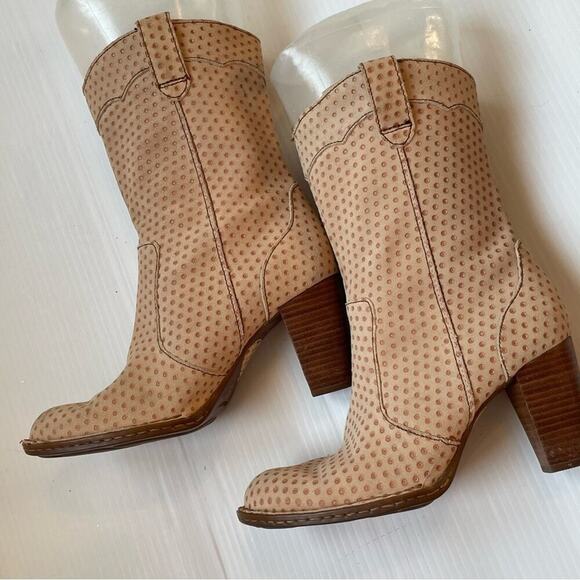 Born Genevieve polka dot stack heeled boots leather upper size 7.5 - Picture 3 of 12